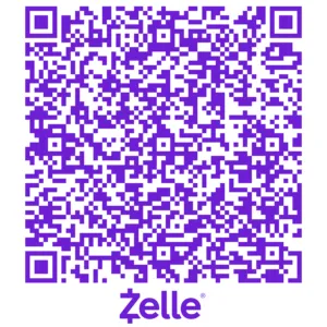 A purple QR code above the 